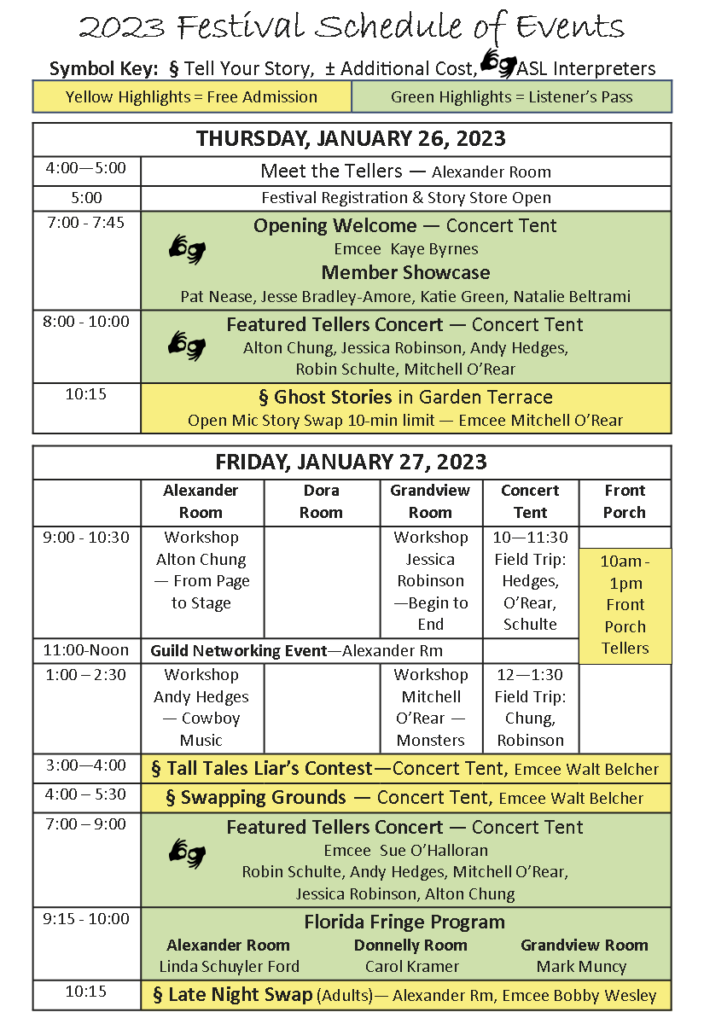 Festival Schedule – Florida Storytelling Association